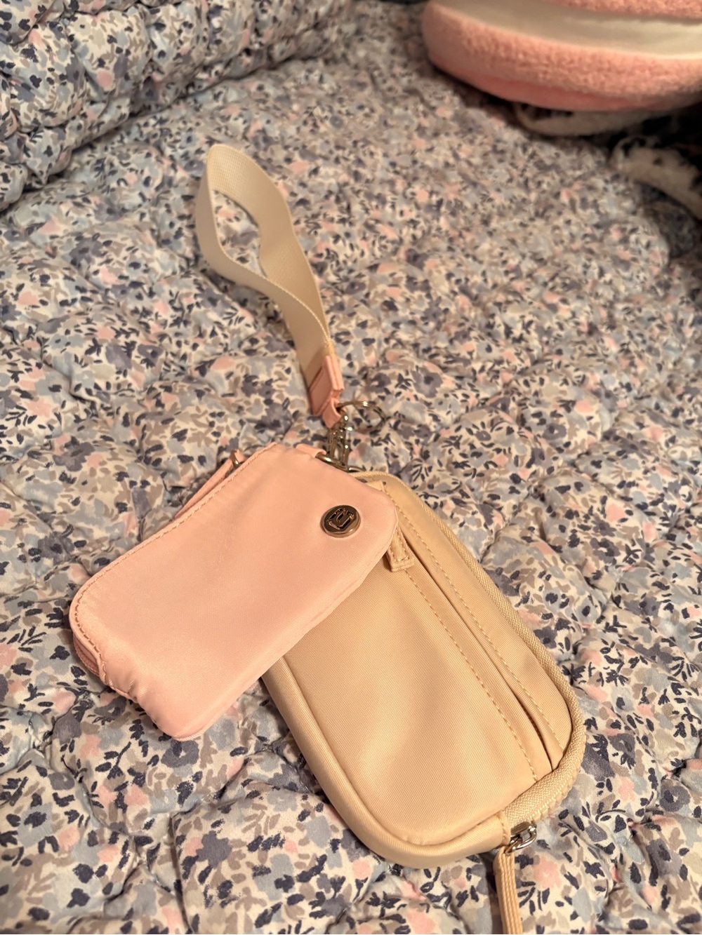 Amazon Pink and Cream Wristlet Key & Card Holder